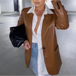 Zara Faux Leather Blazer